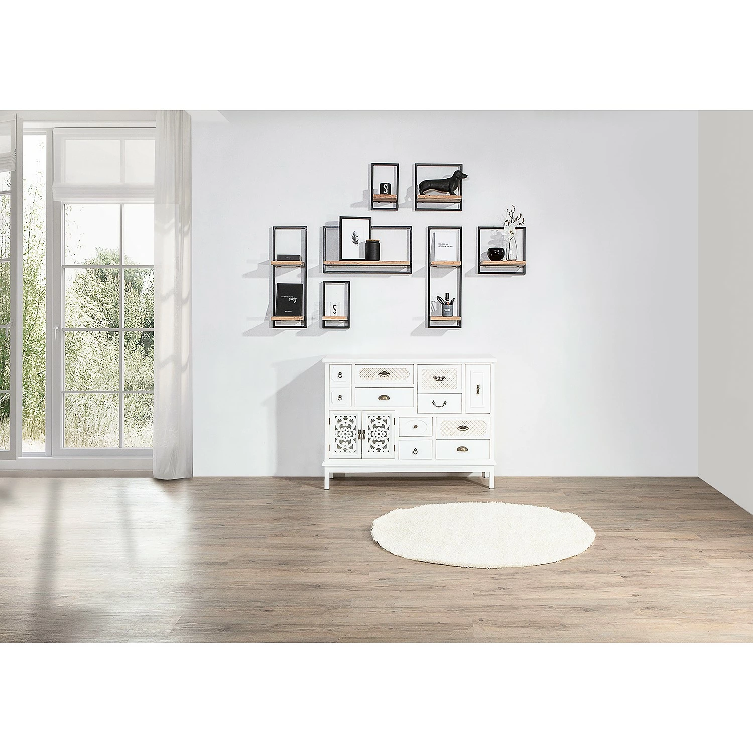 Red Living Wandregal Mello III - Akazie massiv - Akazie Natur / Schwarz - Breite: 35 cm 2 Red Living Wandregal Mello III - Akazie massiv - Akazie Natur / Schwarz - Breite: 35 cm – Bild 2