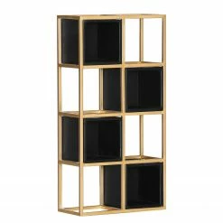 Jack & Alice Wandregal Harbin V - Akazie massiv - Akazie Schwarz / Gold - Breite: 45 cm