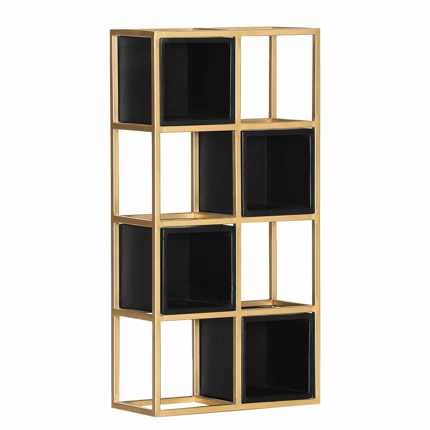 Jack & Alice Wandregal Harbin V - Akazie massiv - Akazie Schwarz / Gold - Breite: 45 cm 1 Jack & Alice Wandregal Harbin V - Akazie massiv - Akazie Schwarz / Gold - Breite: 45 cm