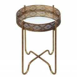 Red Living Beistelltisch Kalubbe II - Glas / Stahl - Gold -WOHNZIMMERMÖBEL Verkäufe 1000150529 190107 16091100077 GALLERYIMAGES P000000001000150529