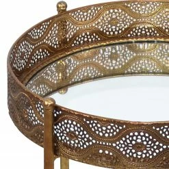 Red Living Beistelltisch Kalubbe II - Glas / Stahl - Gold -WOHNZIMMERMÖBEL Verkäufe 1000150529 190107 16091100078 GALLERYIMAGES P000000001000150529