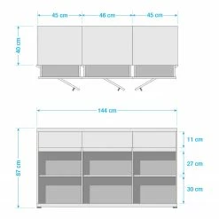 Germania Sideboard Lissabon - Buche Dekor / Anthrazit - Breite: 144 cm -WOHNZIMMERMÖBEL Verkäufe 1000150687 181217 15305300020 GALLERYIMAGES P000000001000150687