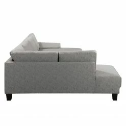 Fredriks Wohnlandschaft Gellik - Webstoff - Lichtgrau - Longchair davorstehend rechts / Ottomane links -WOHNZIMMERMÖBEL Verkäufe 1000151863 190520 11510400039 GALLERYIMAGES P000000001000151863