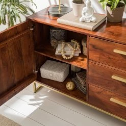 Jack & Alice Sideboard Loga - Akazie massiv / Eisen - Akazie Braun -WOHNZIMMERMÖBEL Verkäufe 1000153425 190925 06220300016 DETAILS P000000001000153425