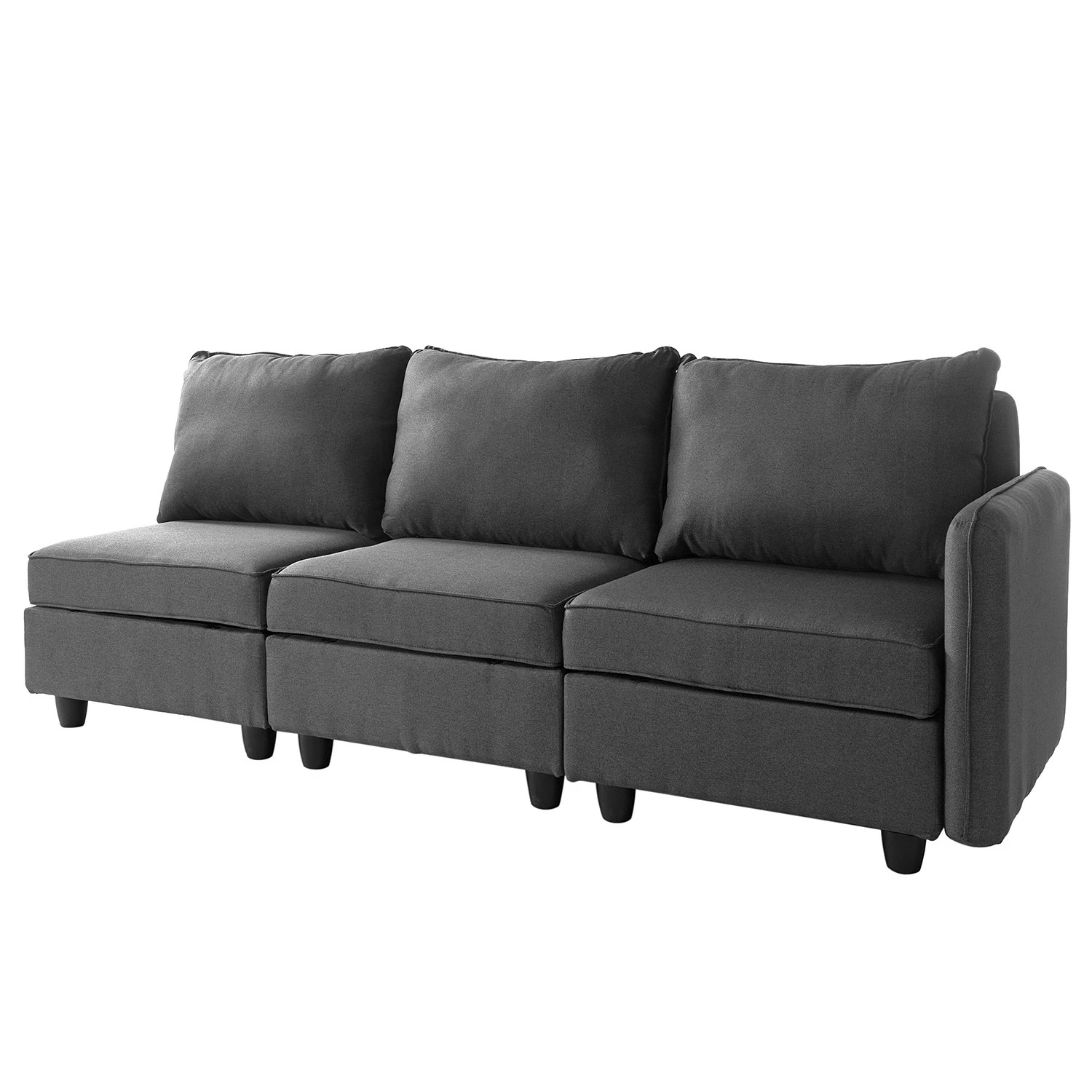 Fredriks Sofa Lavara I (3-Sitzer) - Webstoff - Dunkelgrau 2 Fredriks Sofa Lavara I (3-Sitzer) - Webstoff - Dunkelgrau – Bild 2