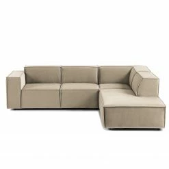 Ecksofa Kinx IV - Samt - Samt Shyla: Beige - Ottomane davorstehend rechts -WOHNZIMMERMÖBEL Verkäufe 1000155701 210323 15172700872 DETAILS P000000001000155701