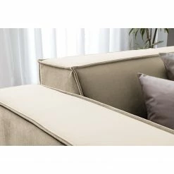Ecksofa Kinx IV - Samt - Samt Shyla: Beige - Ottomane davorstehend rechts -WOHNZIMMERMÖBEL Verkäufe 1000155701 210323 15172900875 DETAILS P000000001000155701
