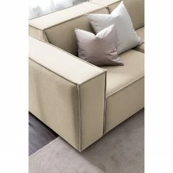 Ecksofa Kinx IV - Samt - Samt Shyla: Beige - Ottomane davorstehend rechts -WOHNZIMMERMÖBEL Verkäufe 1000155701 210323 15173000876 DETAILS P000000001000155701