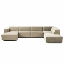 Wohnlandschaft Kinx II - Samt - Samt Shyla: Beige - Longchair davorstehend links / Ottomane rechts -WOHNZIMMERMÖBEL Verkäufe 1000155708 210323 15180400942 DETAILS P000000001000155708