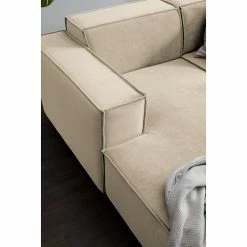 Wohnlandschaft Kinx II - Samt - Samt Shyla: Beige - Longchair davorstehend links / Ottomane rechts -WOHNZIMMERMÖBEL Verkäufe 1000155708 210323 15180500947 DETAILS P000000001000155708