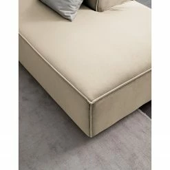 Wohnlandschaft Kinx II - Samt - Samt Shyla: Beige - Longchair davorstehend links / Ottomane rechts -WOHNZIMMERMÖBEL Verkäufe 1000155708 210323 15180500948 DETAILS P000000001000155708