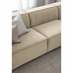 Ecksofa Kinx V - Samt - Samt Shyla: Beige - Longchair davorstehend rechts -WOHNZIMMERMÖBEL Verkäufe 1000155727 220610 030 DETAILS P000000001000155727