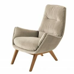 Studio Copenhagen Sessel Garbo II - Samt Shyla: Beige - Eiche Dunkel -WOHNZIMMERMÖBEL Verkäufe 1000156350 190320 11560900200 GALLERYIMAGES P000000001000156350