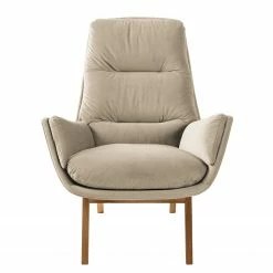 Studio Copenhagen Sessel Garbo II - Samt Shyla: Beige - Eiche Dunkel -WOHNZIMMERMÖBEL Verkäufe 1000156350 190320 11560900201 GALLERYIMAGES P000000001000156350