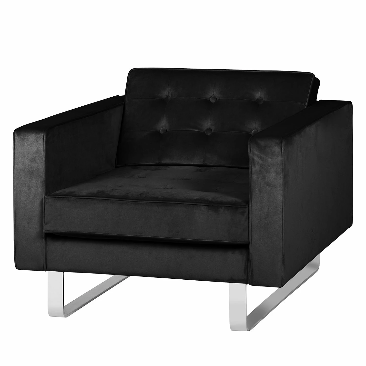 Fredriks Sessel Chelsea III - Microfaser - Stoff Tond: Schwarz - Kufen 1 Fredriks Sessel Chelsea III - Microfaser - Stoff Tond: Schwarz - Kufen