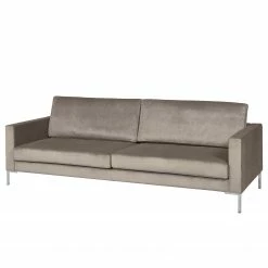 Fredriks Sofa Portobello III (3-Sitzer) - Samt - Stoff Tond: Hellgrau - Eckig
