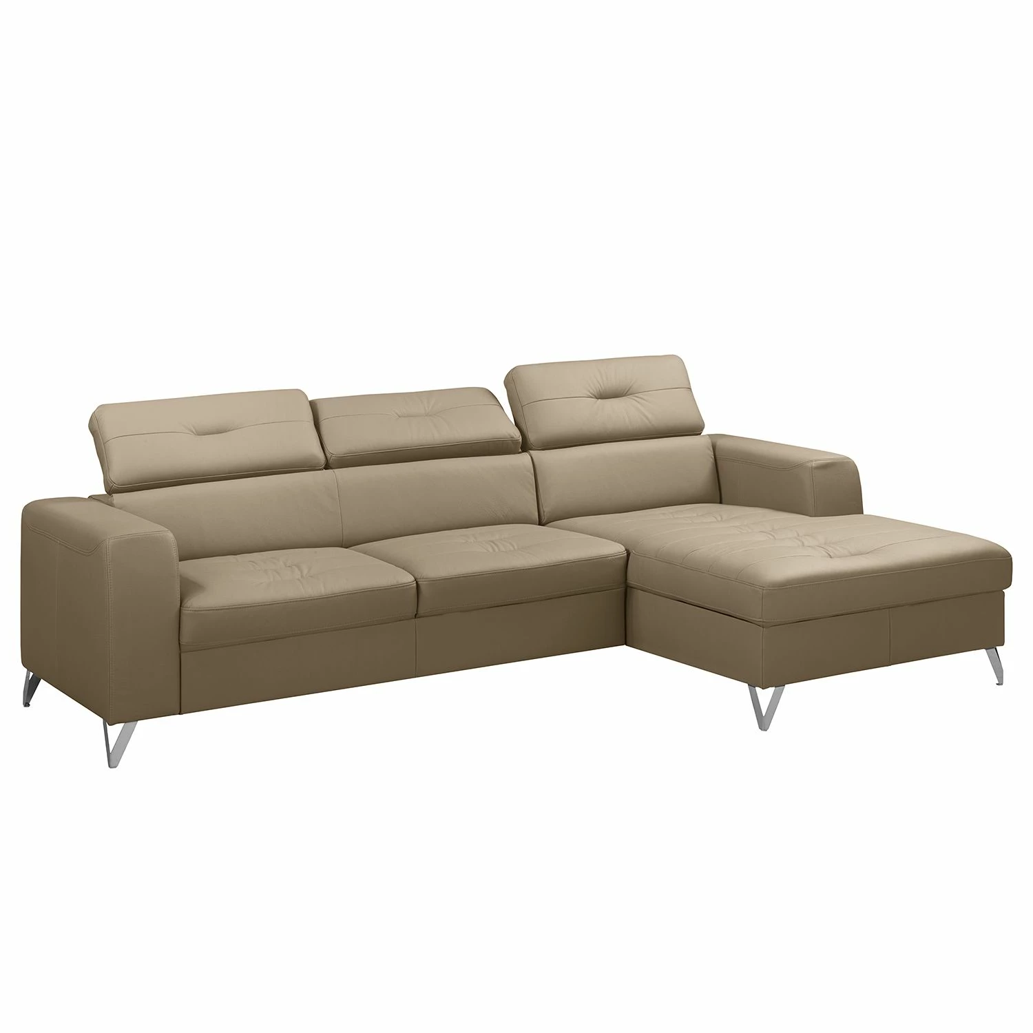 Fredriks Ecksofa Lucena - Echtleder - Taupe - Longchair davorstehend rechts - Keine Funktion 1 Fredriks Ecksofa Lucena - Echtleder - Taupe - Longchair davorstehend rechts - Keine Funktion