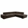 Loftscape Ecksofa Glenaire I - Strukturstoff - Dunkelbraun - Ottomane davorstehend rechts - Keine Funktion