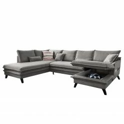 Norrwood Wohnlandschaft Mia Mia I - Webstoff - Grau - Longchair davorstehend rechts / Ottomane links -WOHNZIMMERMÖBEL Verkäufe 1000160499 200619 16205200028 DETAILS P000000001000160499