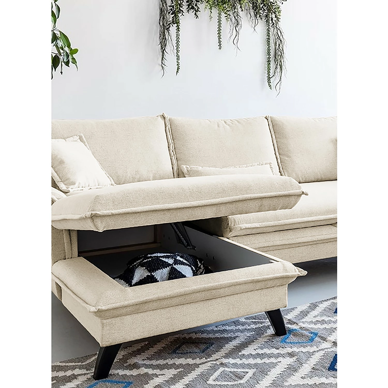 Norrwood Ecksofa Mia Mia II - Webstoff - Beige - Longchair davorstehend links 6 Norrwood Ecksofa Mia Mia II - Webstoff - Beige - Longchair davorstehend links – Bild 6