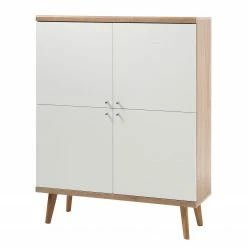 Norrwood Highboard Gyland - Matt Weiß / Eiche Riviera Dekor