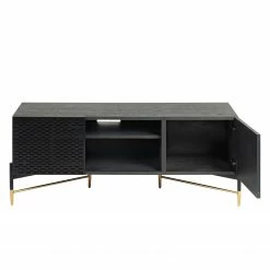 Jack & Alice TV-Lowboard Cabral - Esche Schwarz / Gold -WOHNZIMMERMÖBEL Verkäufe 1000166578 190319 10112700010 GALLERYIMAGES P000000001000166578