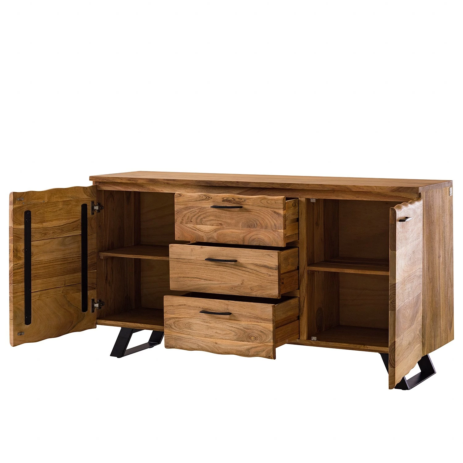 Ars Natura Sideboard Vardo - Akazie massiv / Metall - Akazie / Schwarz 8 Ars Natura Sideboard Vardo - Akazie massiv / Metall - Akazie / Schwarz – Bild 8