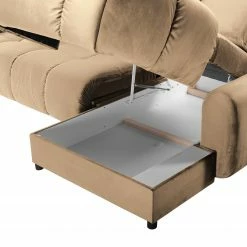 Jack & Alice Ecksofa Malter - Samt - Beige - Longchair davorstehend rechts -WOHNZIMMERMÖBEL Verkäufe 1000166812 190816 15320000106 DETAILS P000000001000166812