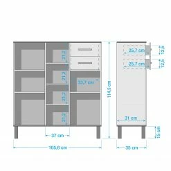 Schildmeyer Kommode Padua - Weiß / Eiche -WOHNZIMMERMÖBEL Verkäufe 1000166816 191023 08592400059 SKETCH DETAILS P000000001000166816 sketch
