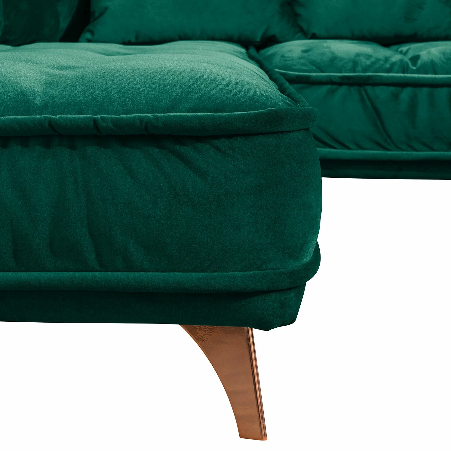 Jack & Alice Ecksofa Polich - Samt - Dunkelgrün - Ottomane davorstehend links 10 Jack & Alice Ecksofa Polich - Samt - Dunkelgrün - Ottomane davorstehend links – Bild 10