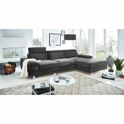 Fredriks Ecksofa Mundau I - Webstoff - Dunkelgrau - Longchair davorstehend rechts -WOHNZIMMERMÖBEL Verkäufe 1000167246 190329 09291900004 MOOD GALLERYIMAGES P000000001000167246 mood