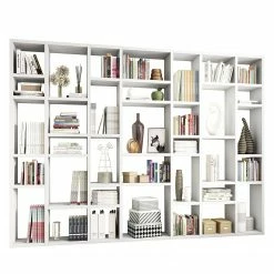Loftscape Bücherregal Emporior IV - Hochglanz Weiß - Breite: 295 cm