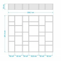 Loftscape Bücherregal Emporior IV - Cremeweiß - Breite: 260 cm -WOHNZIMMERMÖBEL Verkäufe 1000167456 190507 15565300005 GALLERYIMAGES P000000001000167456