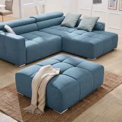 Fredriks Polsterhocker Mossoro - Webstoff - Blau -WOHNZIMMERMÖBEL Verkäufe 1000167485 190412 14335000026 MOOD GALLERYIMAGES P000000001000167485 mood