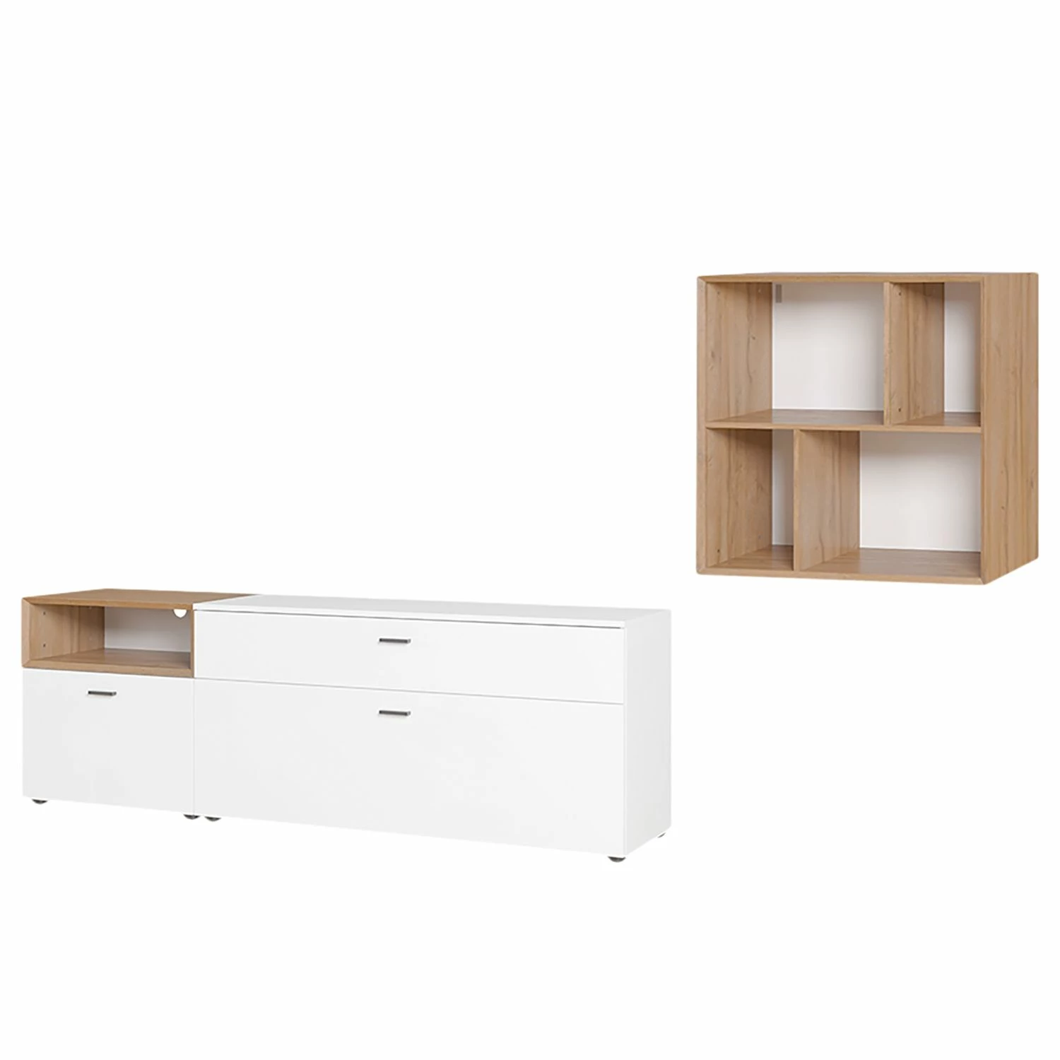 Germania Wohnwand Coruna I (2-teilig) - Weiß / Eiche Grandson Dekor 2 Germania Wohnwand Coruna I (2-teilig) - Weiß / Eiche Grandson Dekor – Bild 2