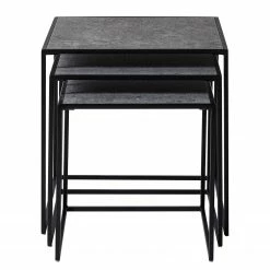 Fredriks Beistelltisch Vines (3er-Set) - Metall - Beton Dekor / Schwarz -WOHNZIMMERMÖBEL Verkäufe 1000170580 200313 06455400042 DETAILS P000000001000170580