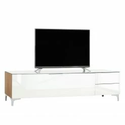 Maja Möbel TV-Lowboard Shino IV - Glas Weiß / Eiche Riviera Dekor
