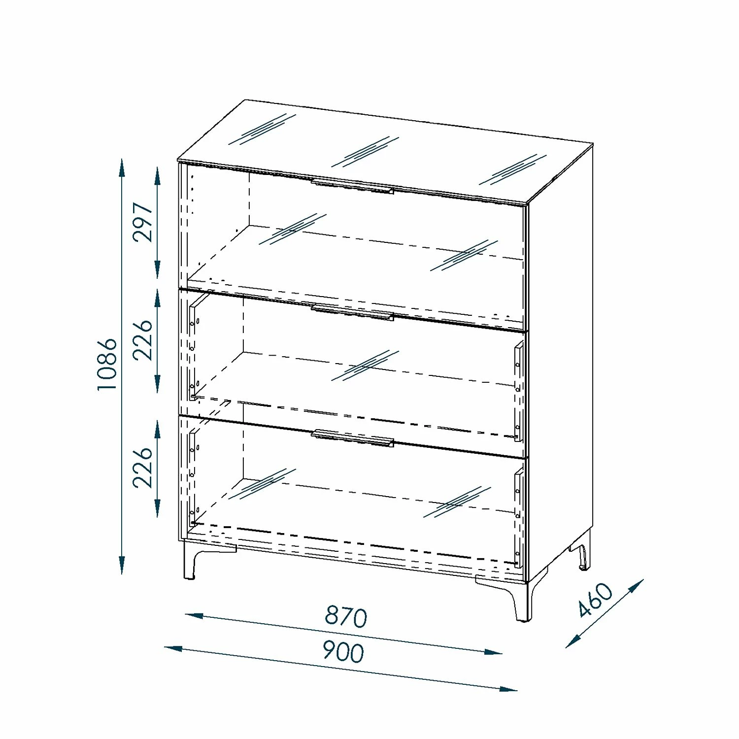 Maja Möbel Kommode Shino I - Glas Weiß / Eiche Riviera Dekor - Höhe: 109 cm 6 Maja Möbel Kommode Shino I - Glas Weiß / Eiche Riviera Dekor - Höhe: 109 cm – Bild 6