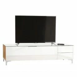 Maja Möbel TV-Lowboard Shino II - Glas Weiß / Eiche Riviera Dekor