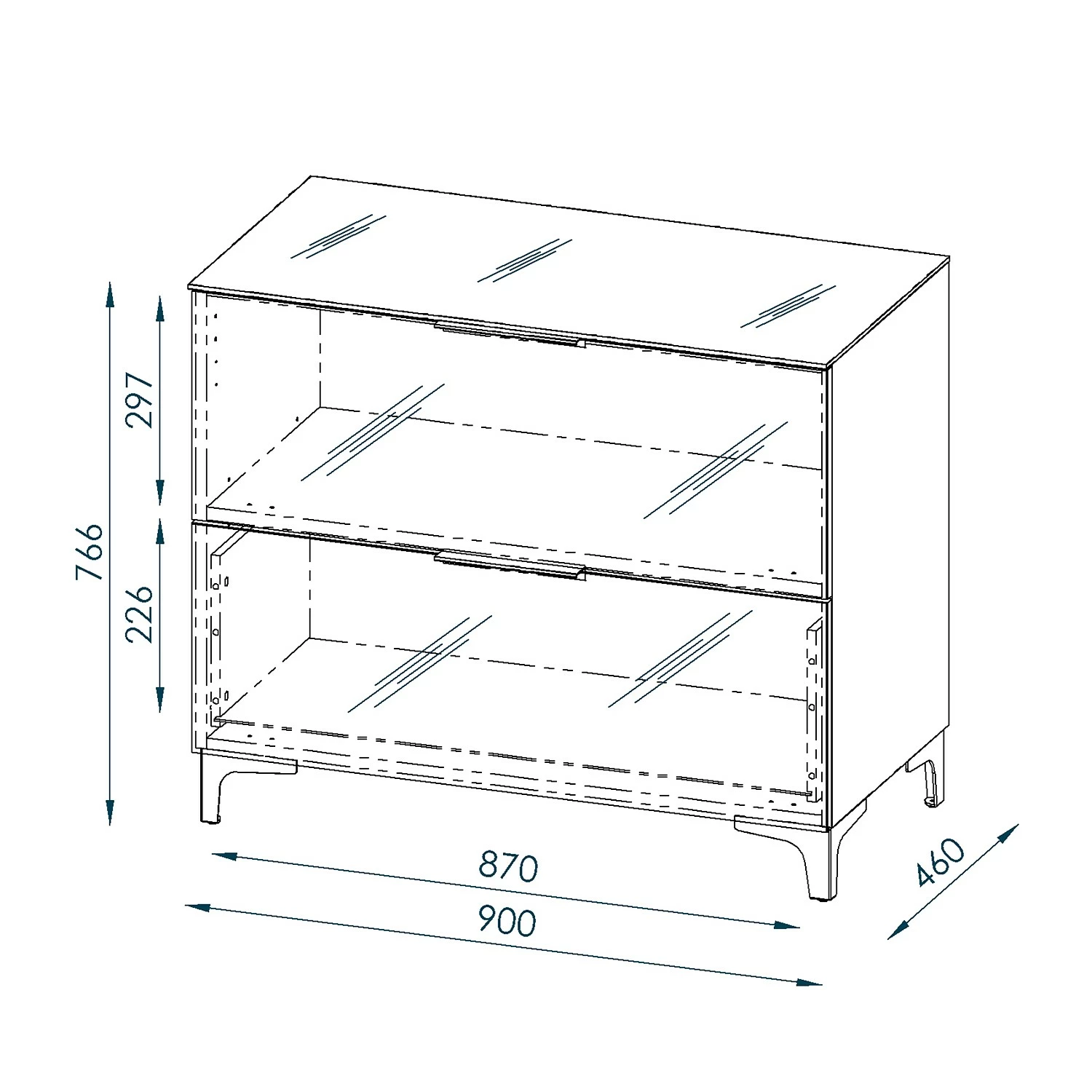 Maja Möbel Kommode Shino I - Glas Schwarz / Eiche Riviera Dekor - Höhe: 77 cm 6 Maja Möbel Kommode Shino I - Glas Schwarz / Eiche Riviera Dekor - Höhe: 77 cm – Bild 6
