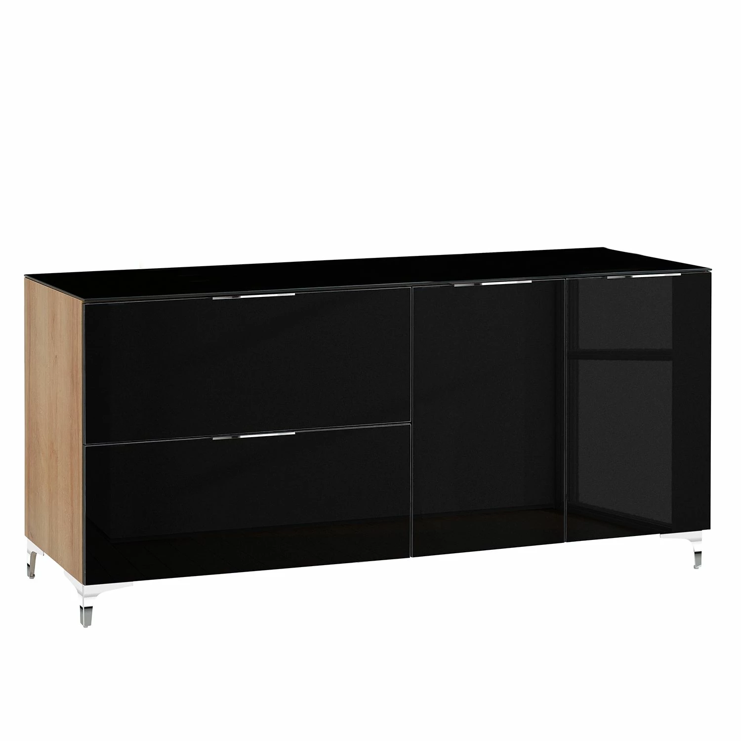 Maja Möbel Sideboard Shino II - Glas Schwarz / Eiche Riviera Dekor 1 Maja Möbel Sideboard Shino II - Glas Schwarz / Eiche Riviera Dekor