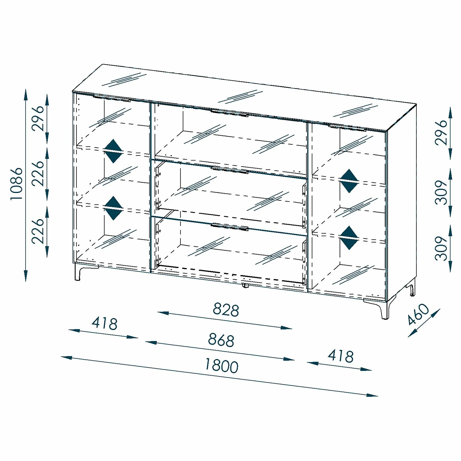 Maja Möbel Sideboard Shino IV - Glas Schwarz / Eiche Riviera Dekor 4 Maja Möbel Sideboard Shino IV - Glas Schwarz / Eiche Riviera Dekor – Bild 4