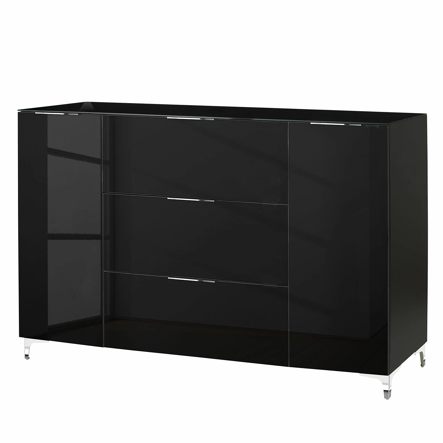 Maja Möbel Sideboard Shino IV - Glas Schwarz / Schwarz 1 Maja Möbel Sideboard Shino IV - Glas Schwarz / Schwarz