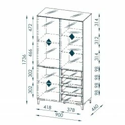Maja Möbel Vitrinenschrank Shino - Inkl. Beleuchtung - Glas Schwarz / Eiche Riviera Dekor -WOHNZIMMERMÖBEL Verkäufe 1000170647 190418 12394400210 GALLERYIMAGES P000000001000170647