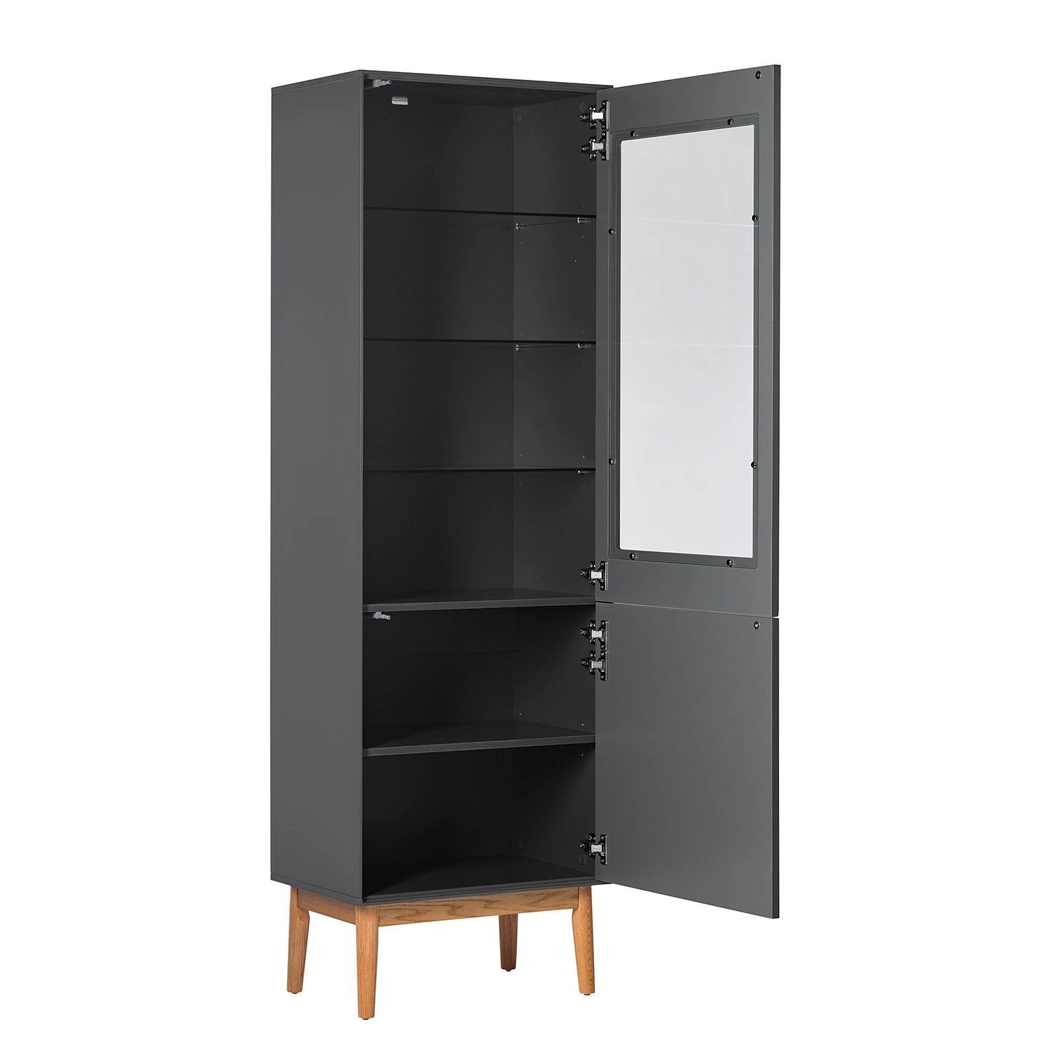 Mørteens Standvitrine Lindholm - Eiche teilmassiv - Matt Grau 7 Mørteens Standvitrine Lindholm - Eiche teilmassiv - Matt Grau – Bild 7