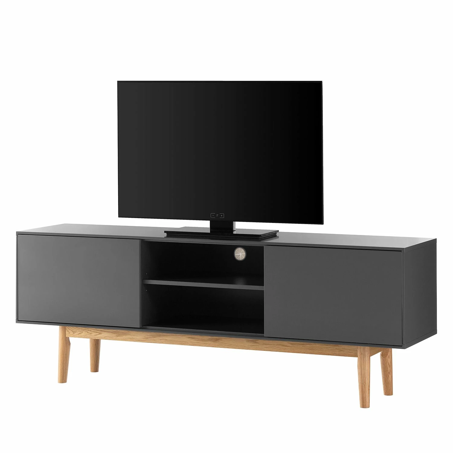 Mørteens Wohnwand Lindholm (4-teilig) - Eiche teilmassiv - Grau 2 Mørteens Wohnwand Lindholm (4-teilig) - Eiche teilmassiv - Grau – Bild 2