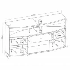 Loftscape Sideboard Mury - Hochglanz Weiß / Anthrazit -WOHNZIMMERMÖBEL Verkäufe 1000171334 190424 07575900111 GALLERYIMAGES P000000001000171334