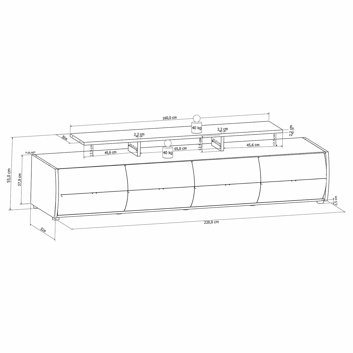 Loftscape Wohnwand Mury (4-teilig) - Hochglanz Weiß / Anthrazit 10 Loftscape Wohnwand Mury (4-teilig) - Hochglanz Weiß / Anthrazit – Bild 10