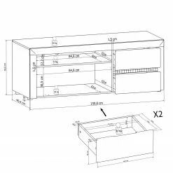Loftscape TV-Lowboard Charnocks I - Hochglanz Weiß / Matt Weiß -WOHNZIMMERMÖBEL Verkäufe 1000171352 190424 07580400261 GALLERYIMAGES P000000001000171352