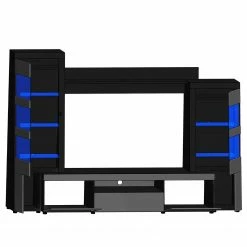 Loftscape Wohnwand Moitin (4-teilig) - Hochglanz Schwarz / Schwarz -WOHNZIMMERMÖBEL Verkäufe 1000171354 190424 07580400276 GALLERYIMAGES P000000001000171354